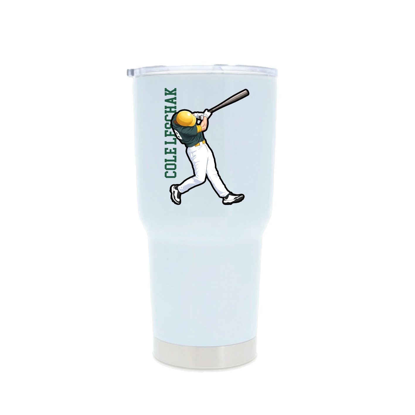 30oz Stainless Steel Tumbler — Name Vertical in White