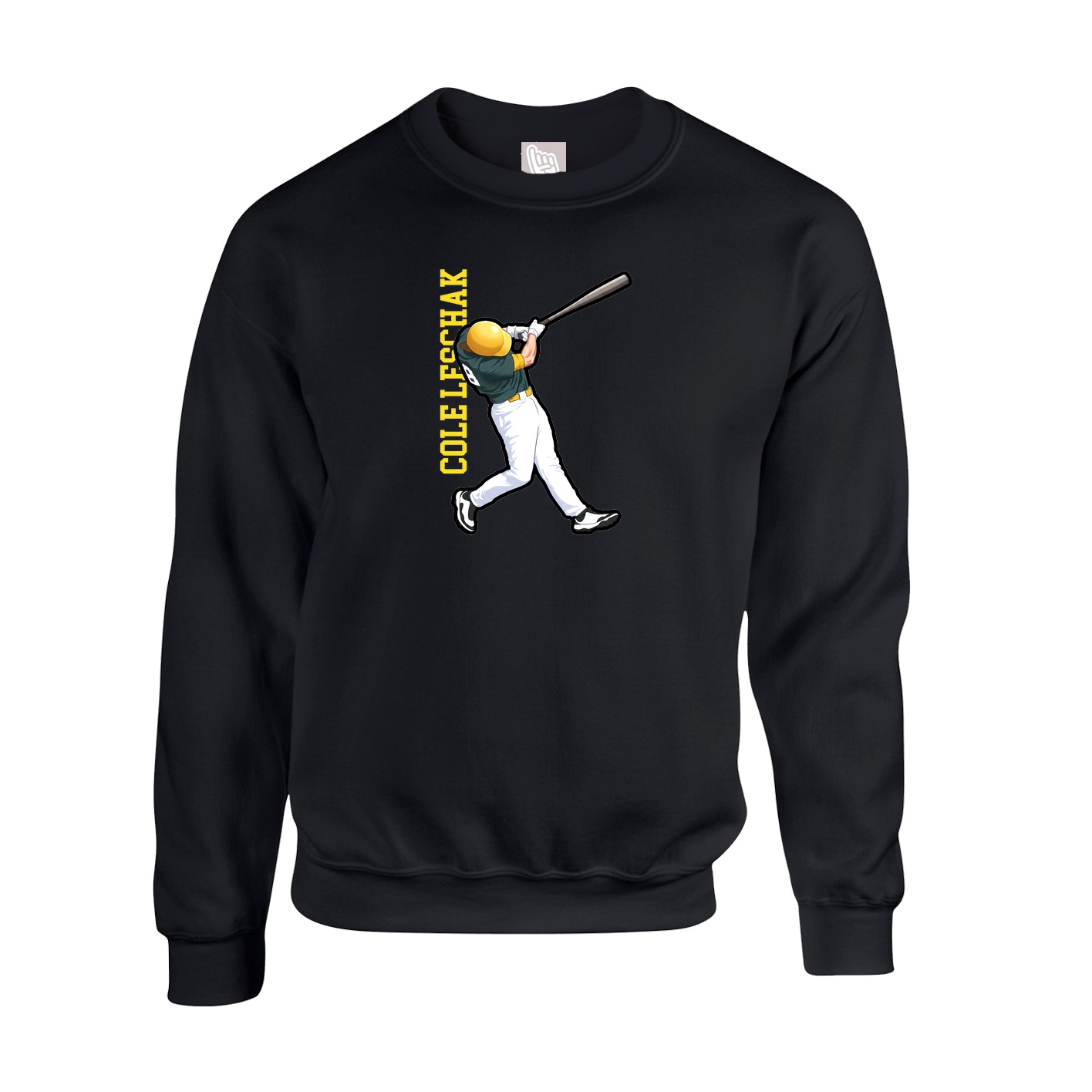 Fleece Crew — Name Vertical in Black