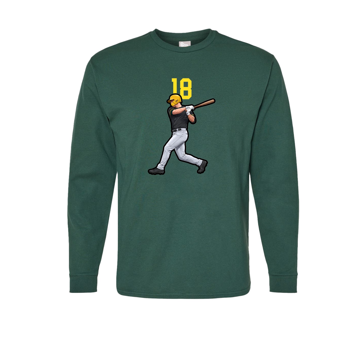 Long Sleeve Tee — Number Top in Green