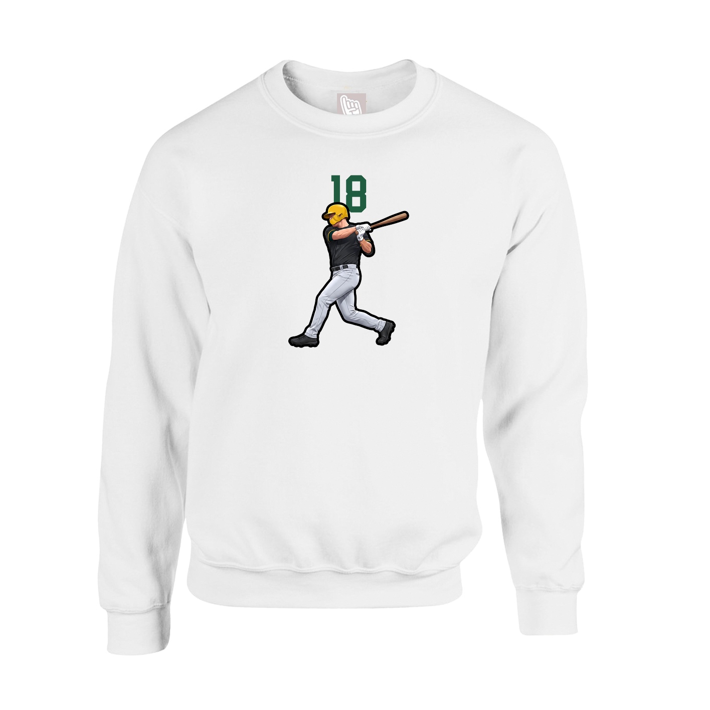 Fleece Crew — Number Top in White