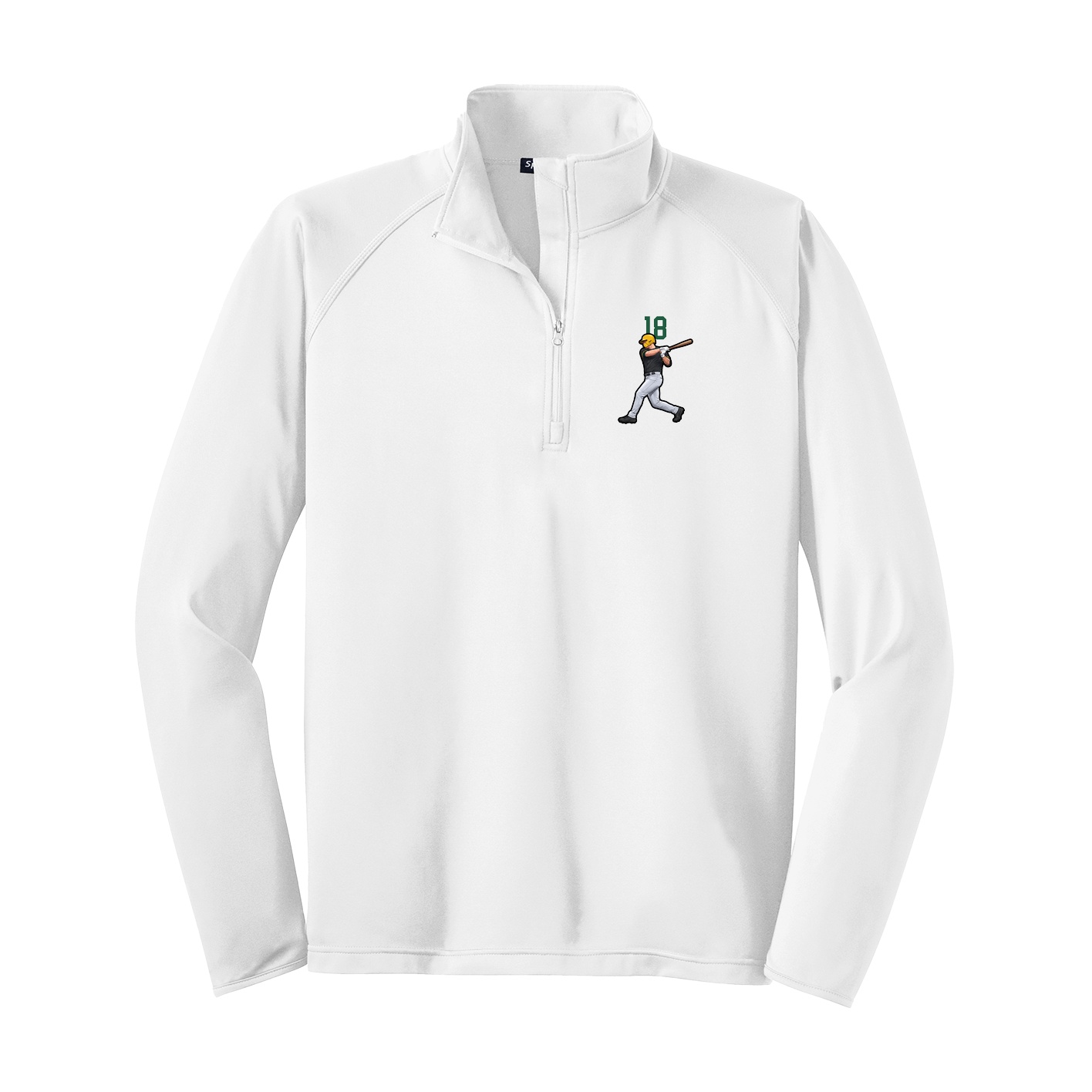 Q-Zip Pullover — Number Top in White