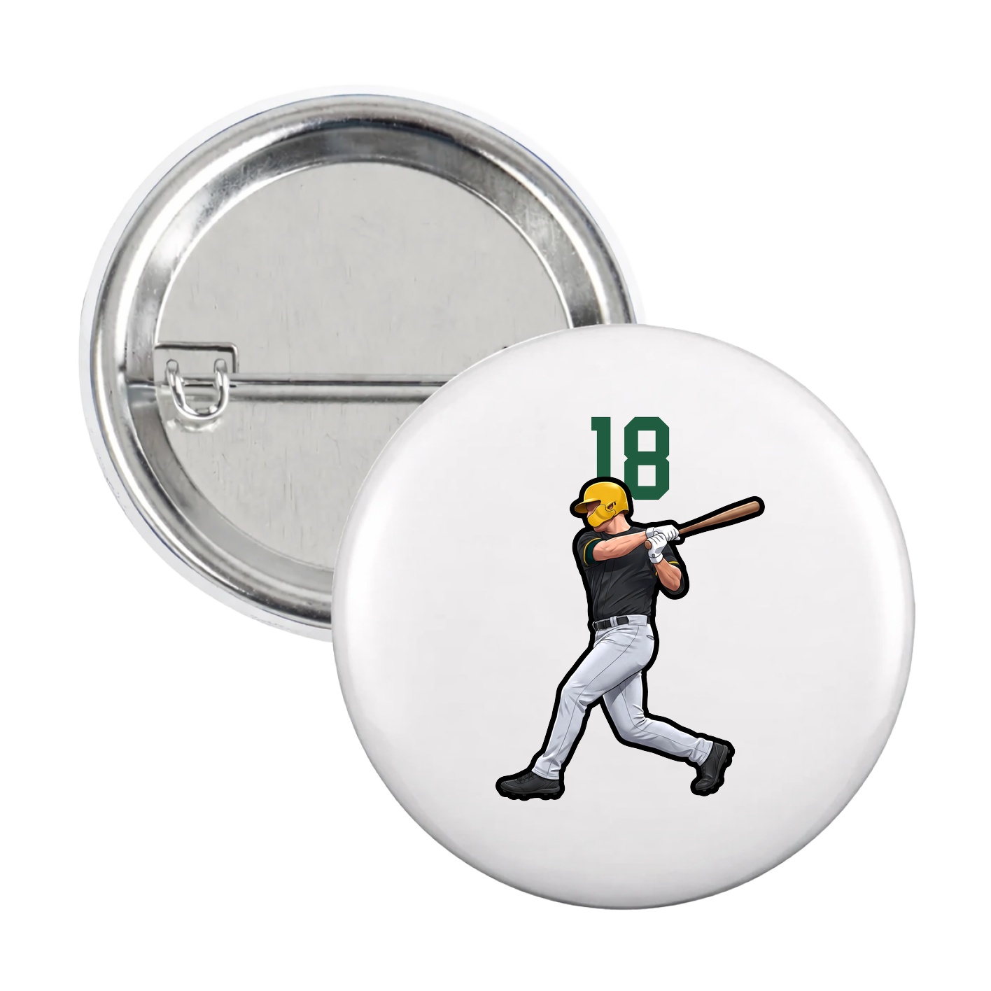 Game Day Button — Number Top in White