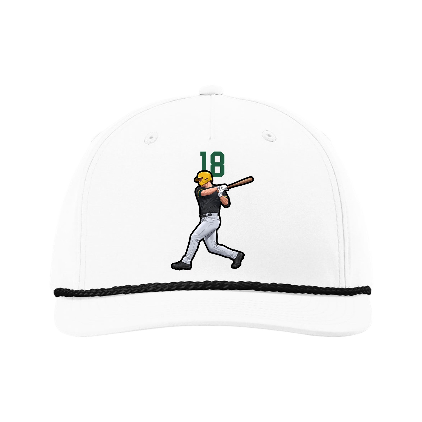 Five-Panel Classic Rope Cap — Number Top in White