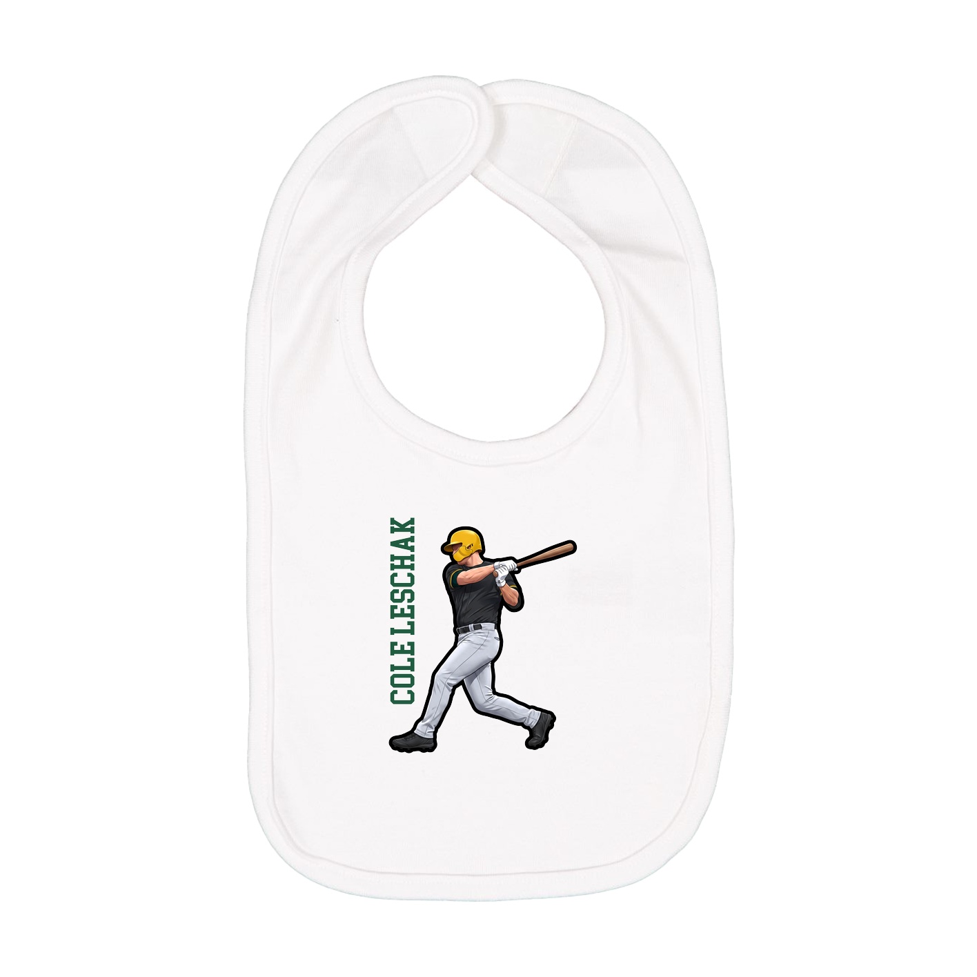 Infant Bib — Name Vertical in White