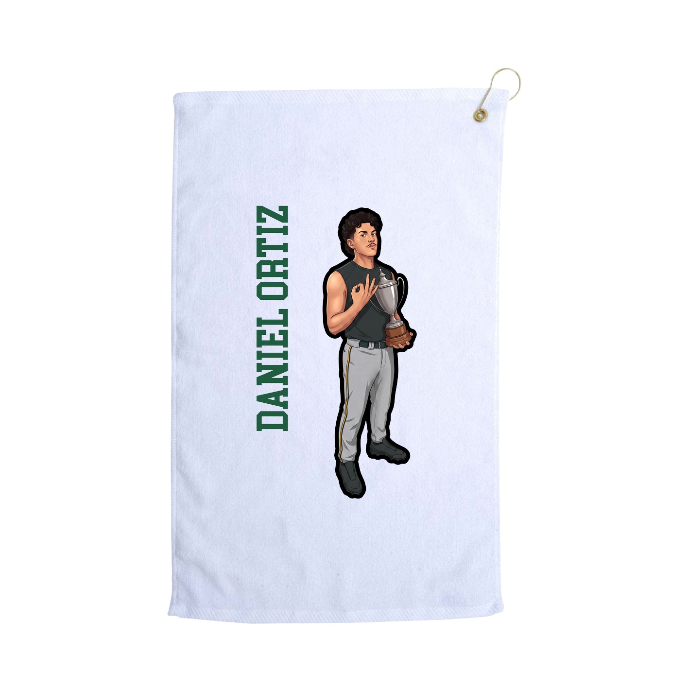 Golf Towel — Name Vertical in White