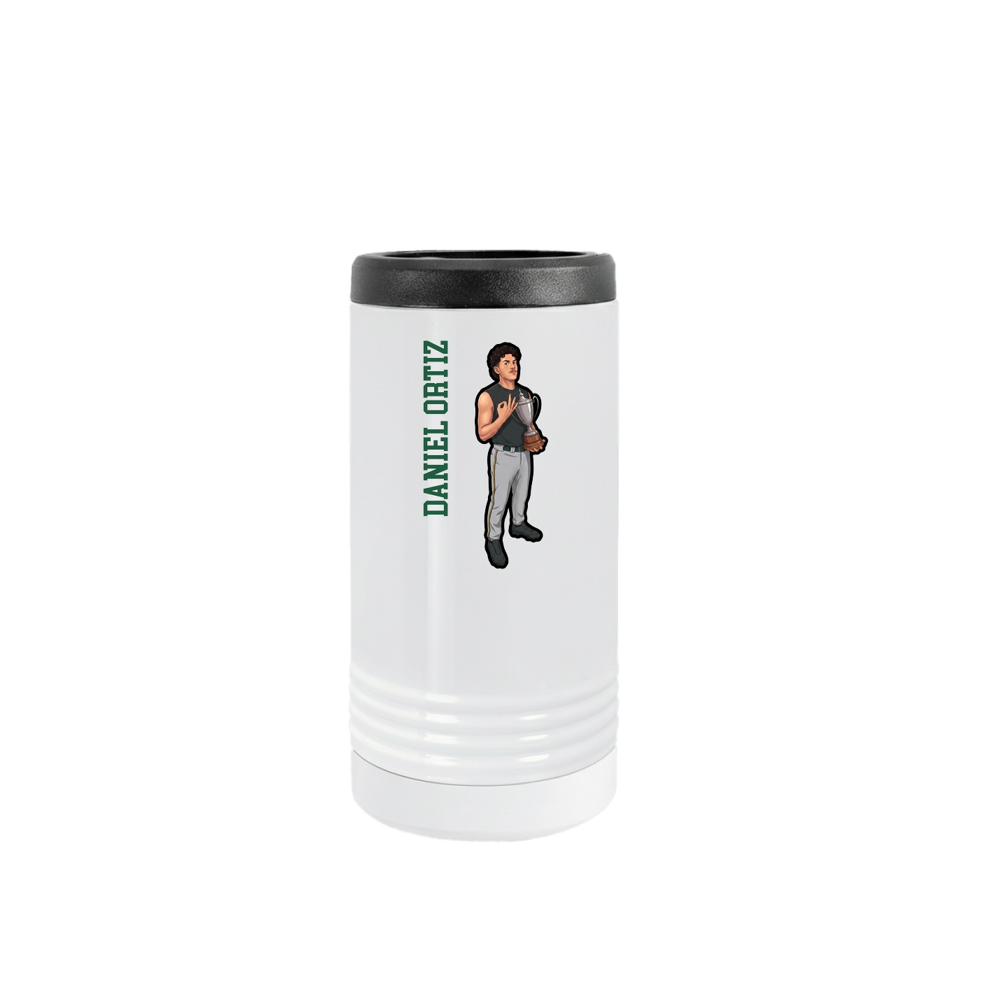 Slim Beverage Holder — Name Vertical in White