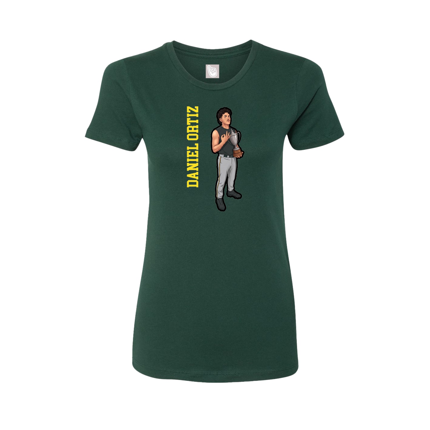 Fitted Women's Tee — Name Vertical in Green