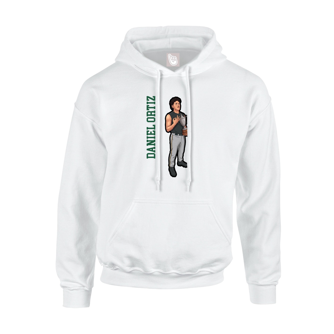 Youth Hoodie — Name Vertical in White