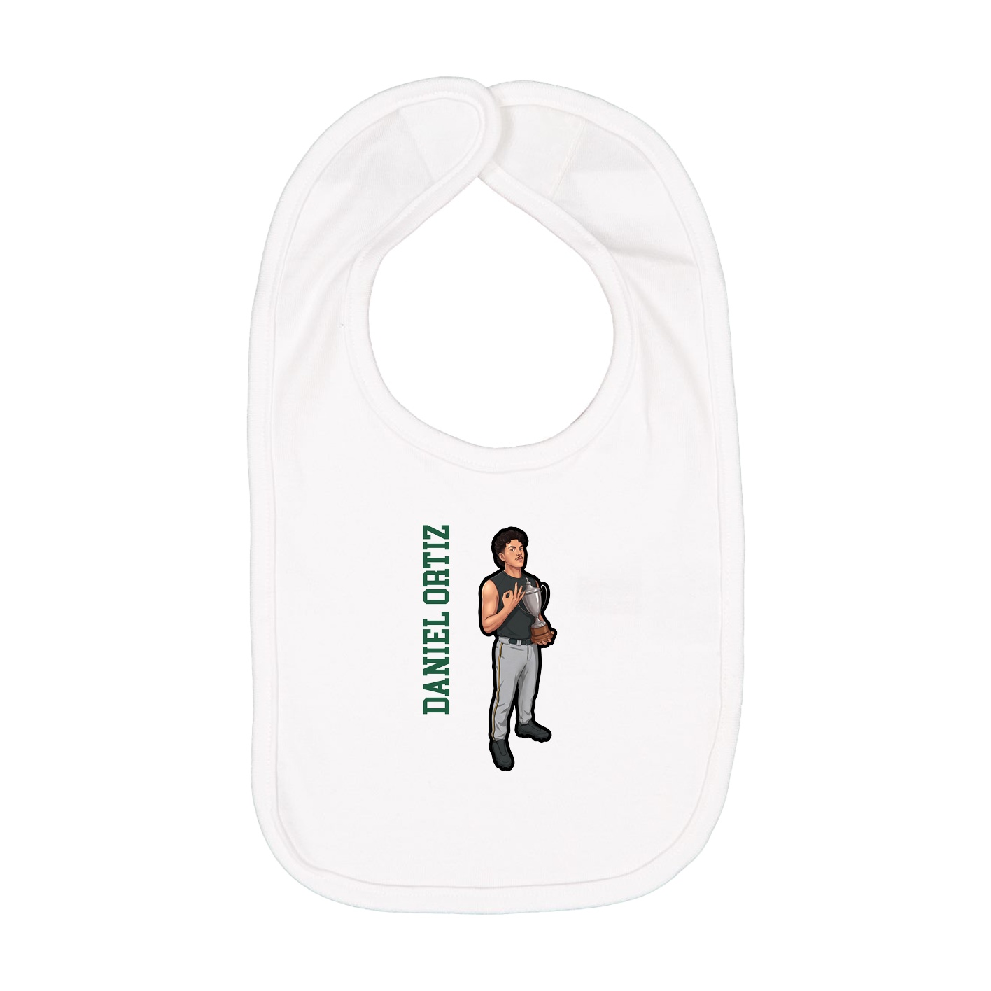 Infant Bib — Name Vertical in White