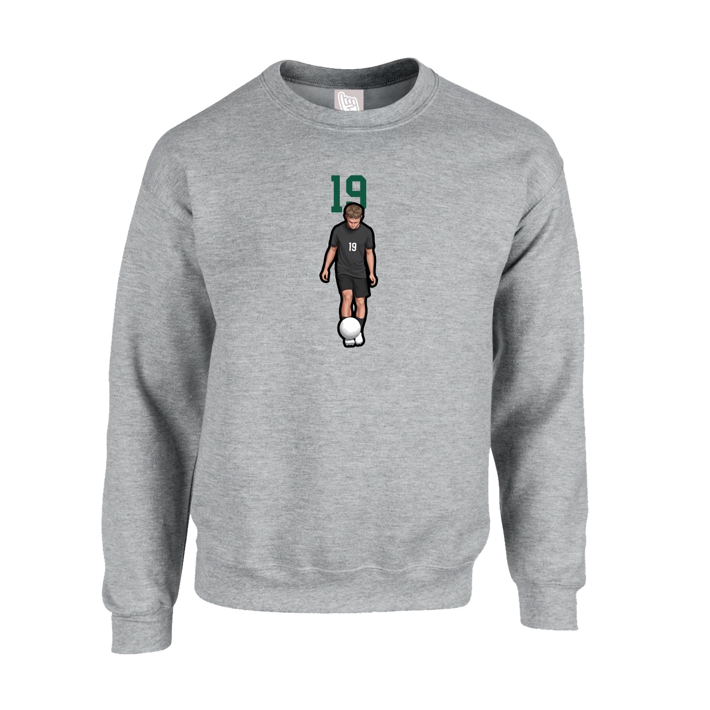 Fleece Crew — Number Top in Grey