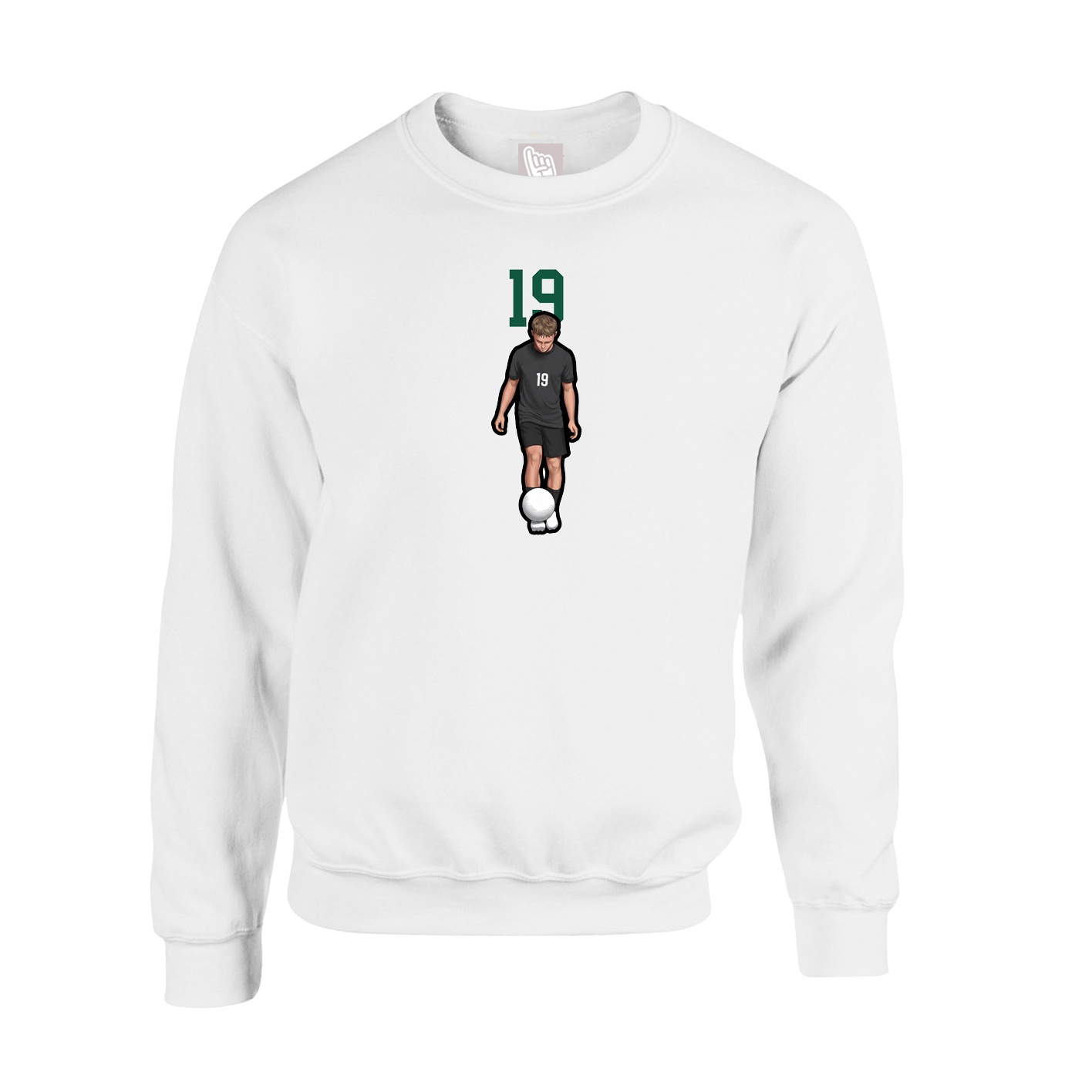Fleece Crew — Number Top in White
