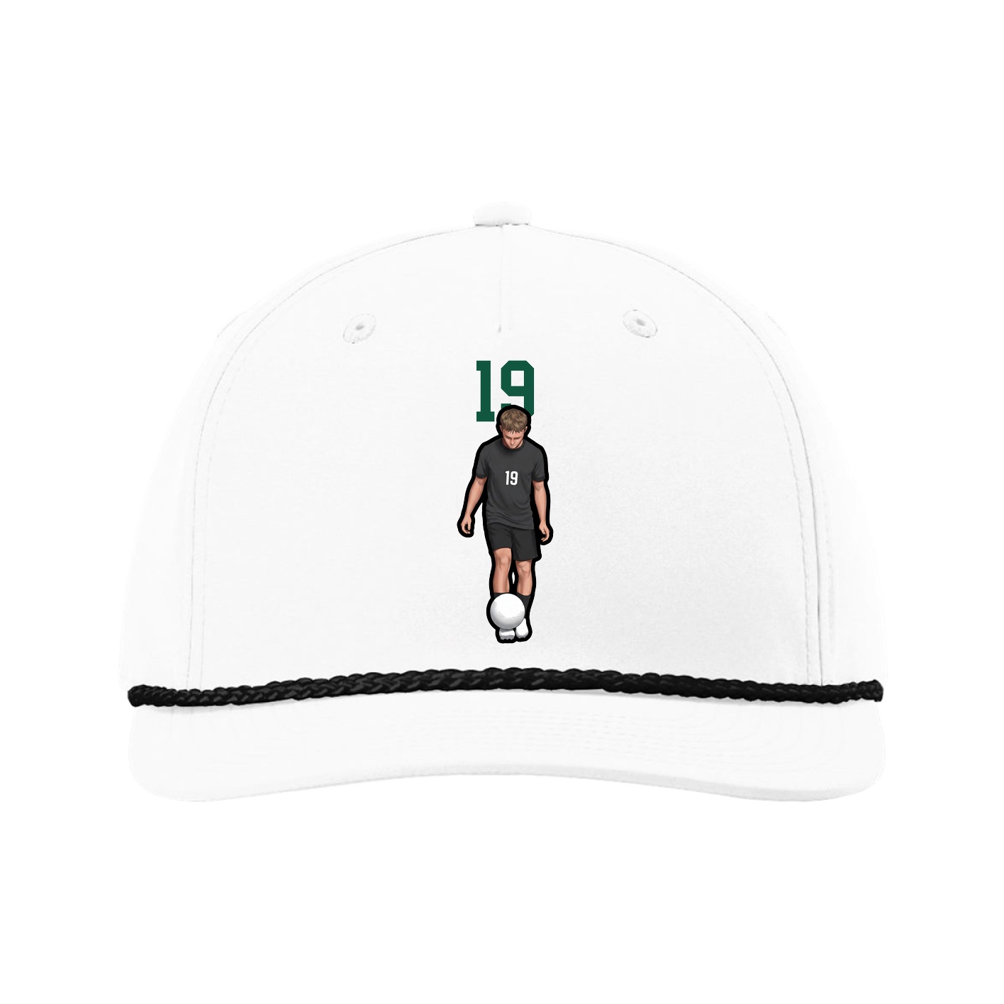 Five-Panel Classic Rope Cap — Number Top in White
