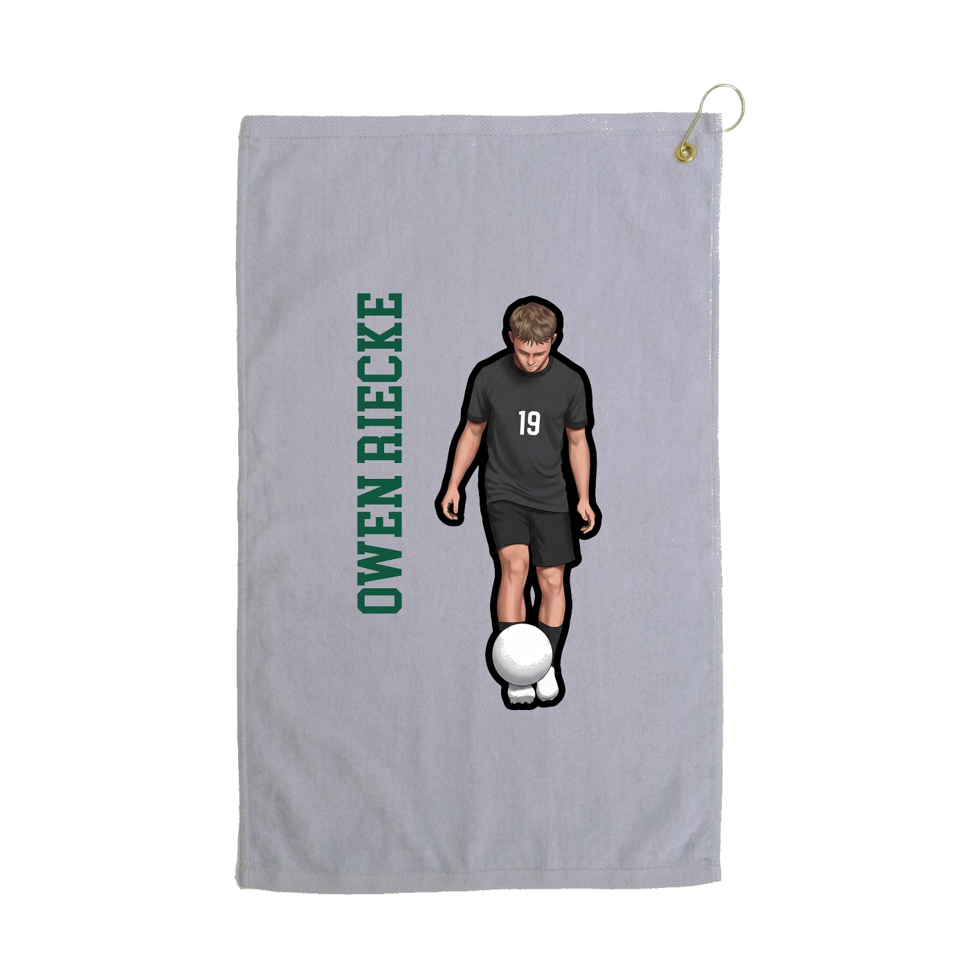 Golf Towel — Name Vertical in Grey