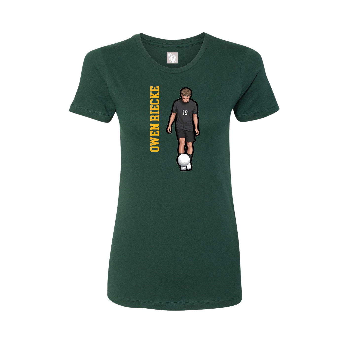 Fitted Women's Tee — Name Vertical in Green
