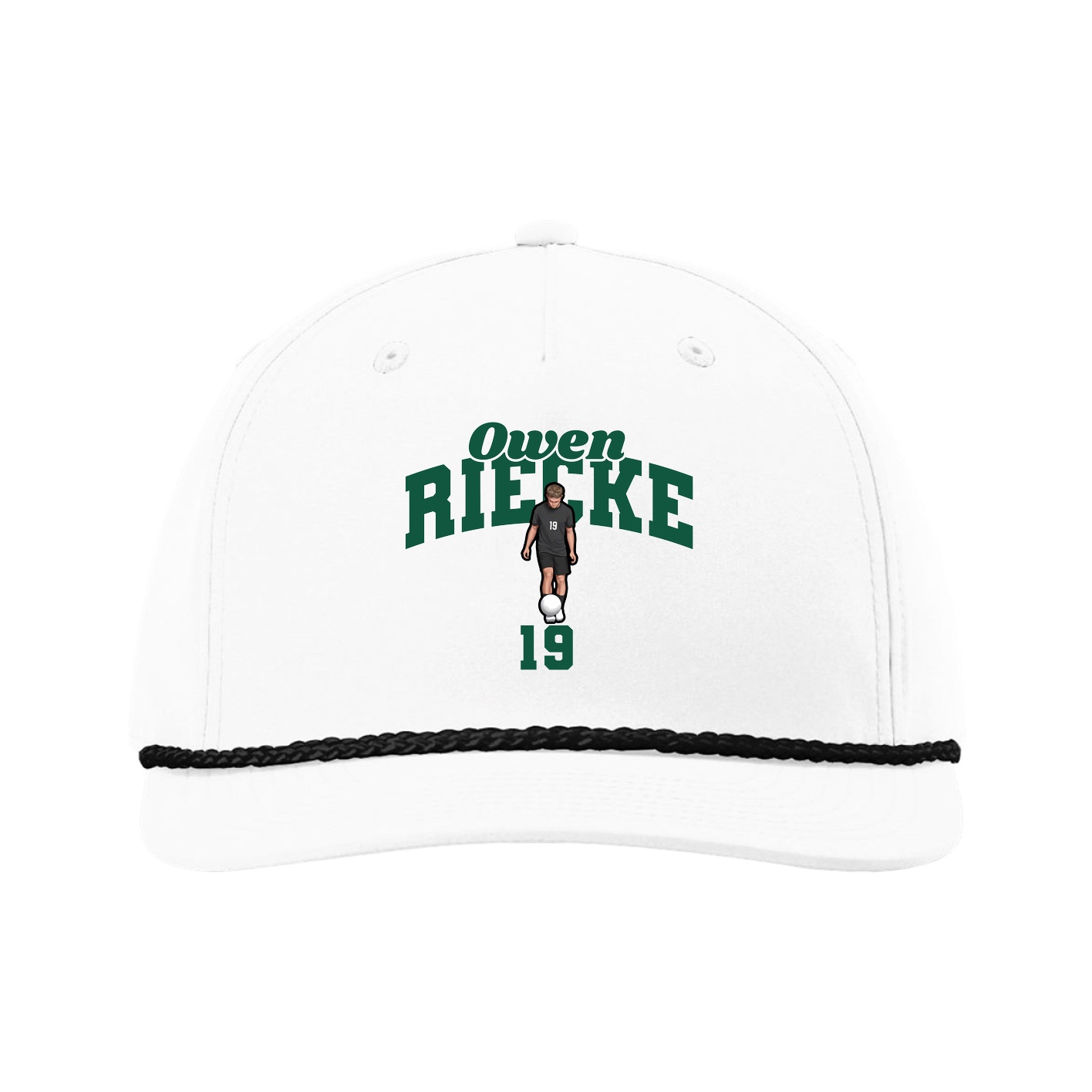 Five-Panel Classic Rope Cap — Signature Arch in White