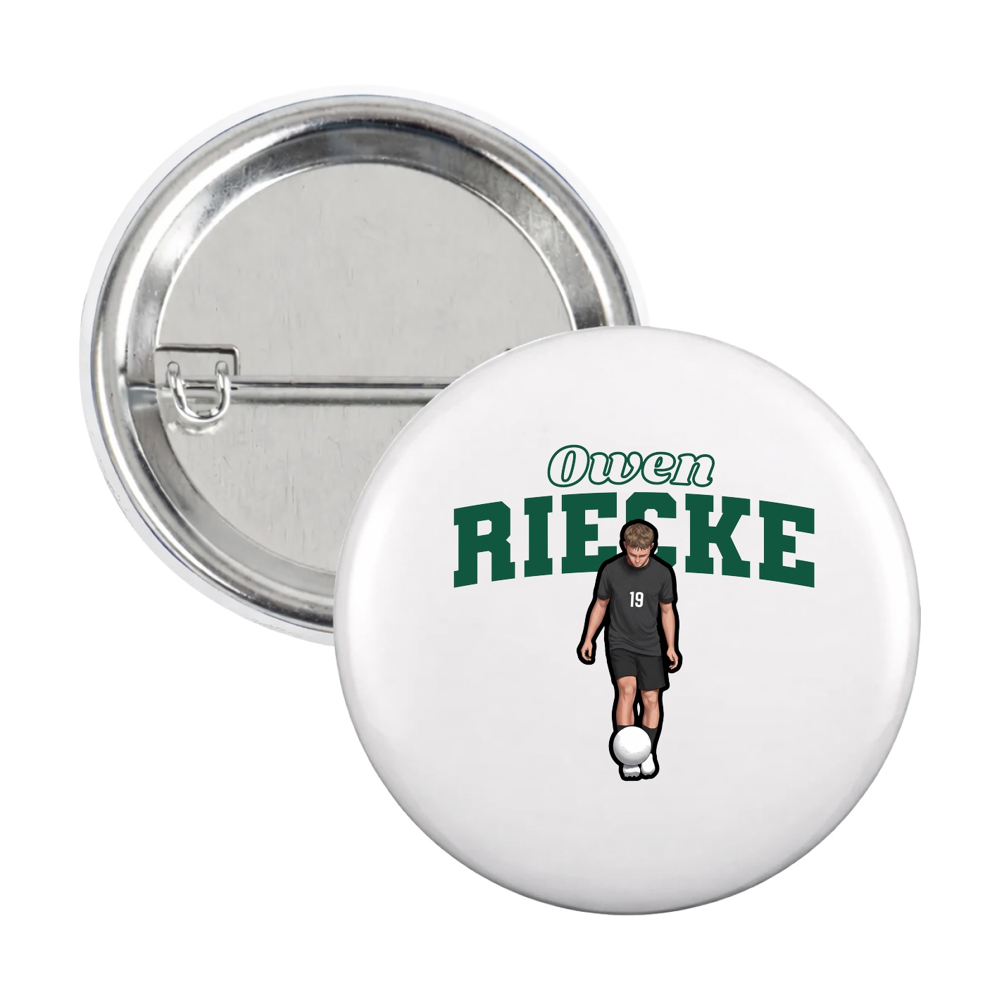 Game Day Button — Name Arch in White