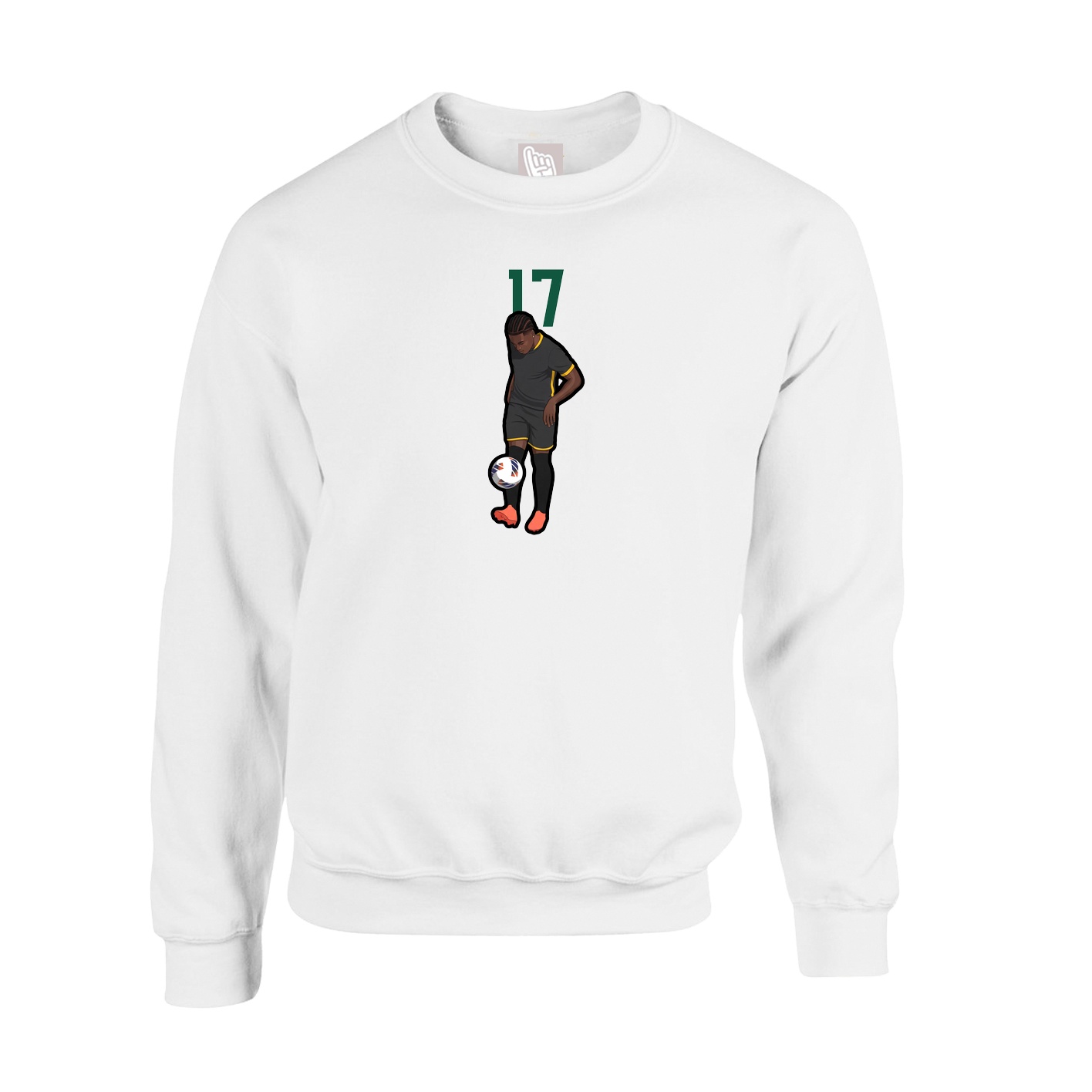 Fleece Crew — Number Top in White