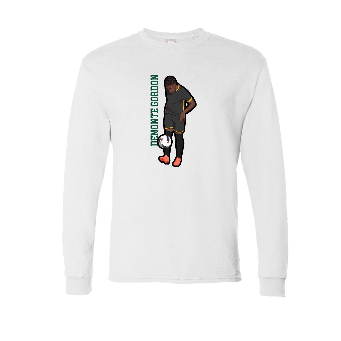Long Sleeve Tee — Name Vertical in White