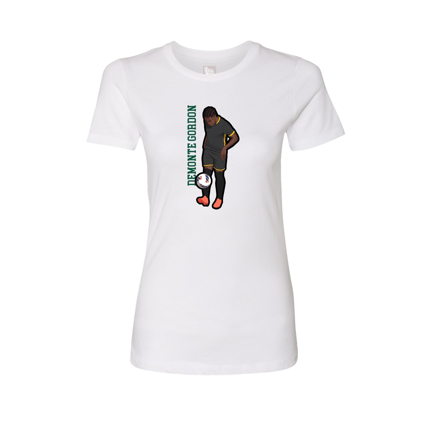 Fitted Women's Tee — Name Vertical in White