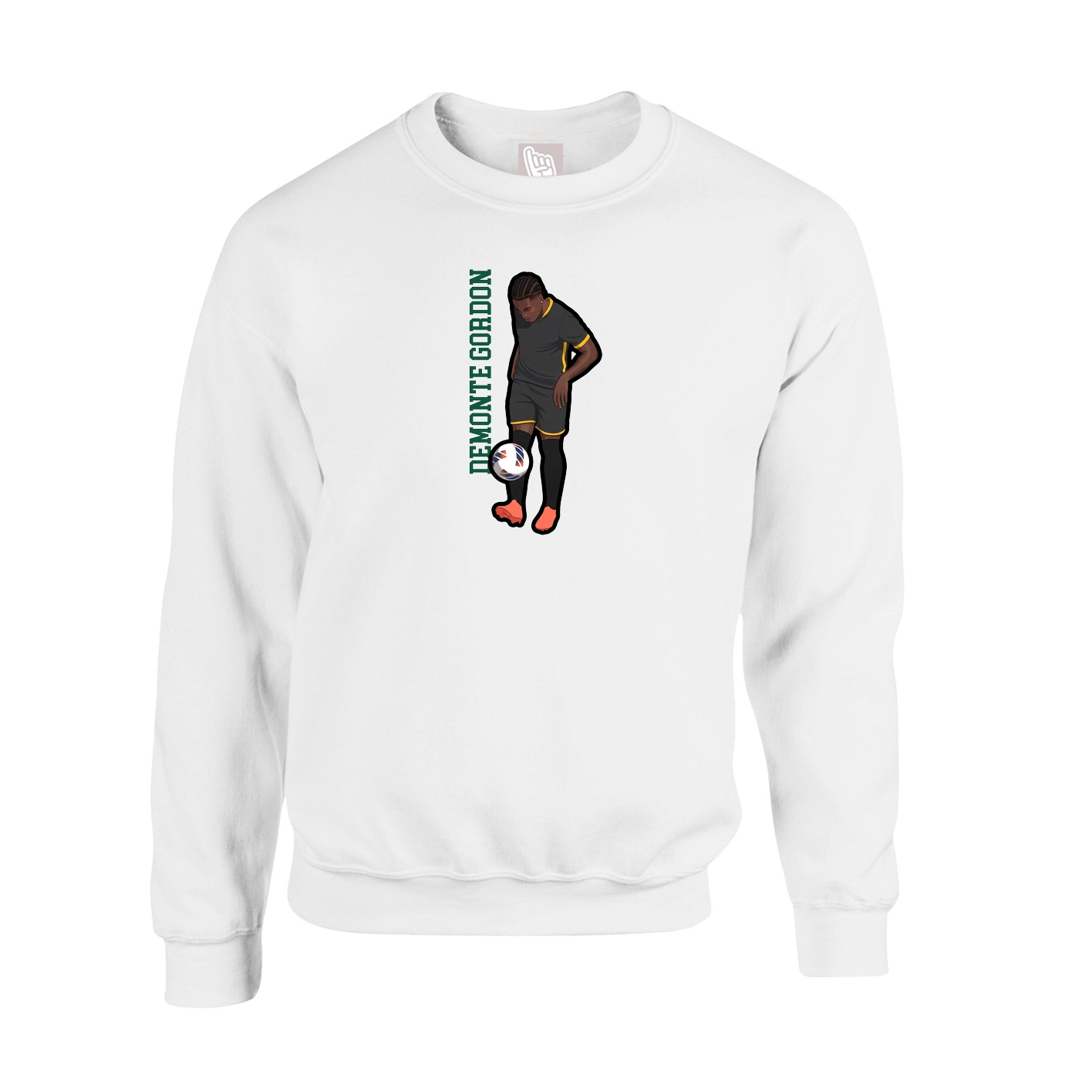 Fleece Crew — Name Vertical in White