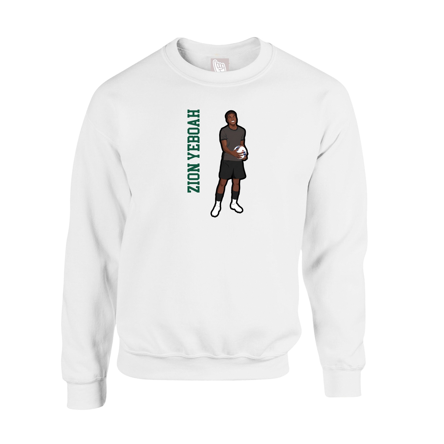 Fleece Crew — Name Vertical in White