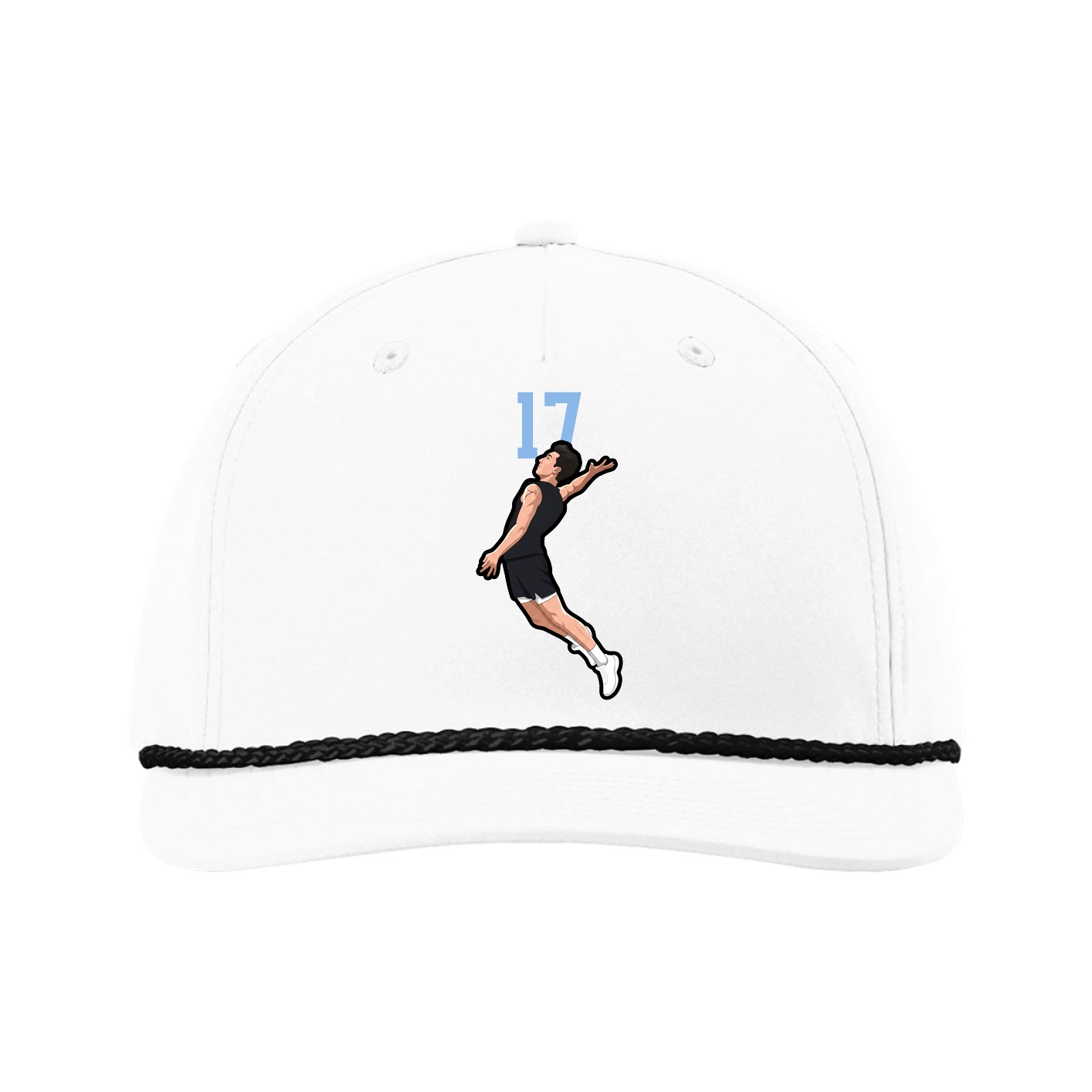 Five-Panel Classic Rope Cap — Number Top in White
