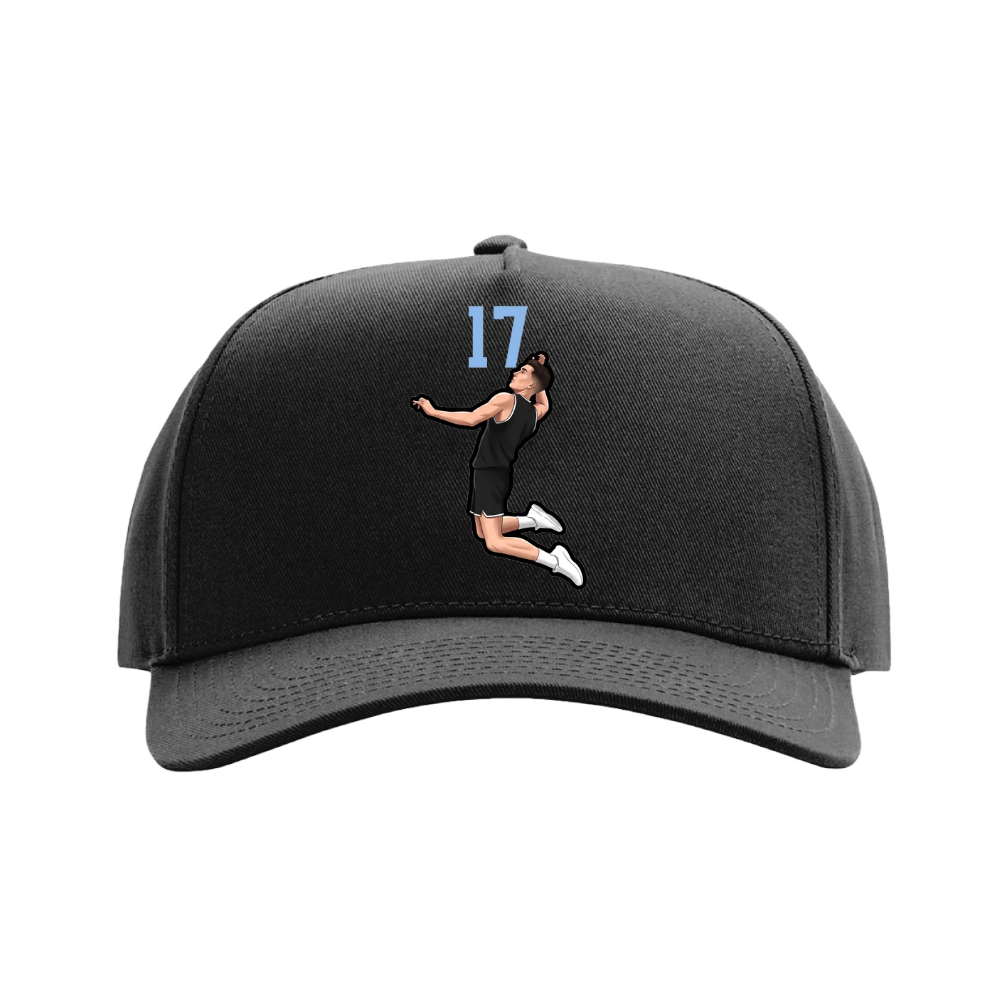 Full Fabric Five-Panel Champ Cap — Number Top in Black