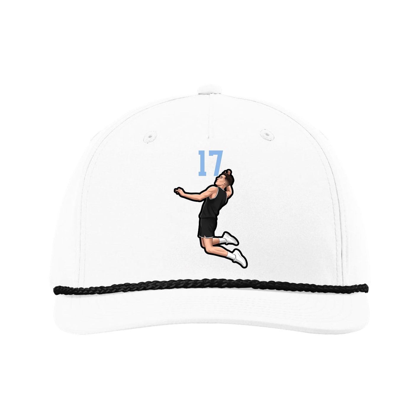 Five-Panel Classic Rope Cap — Number Top in White