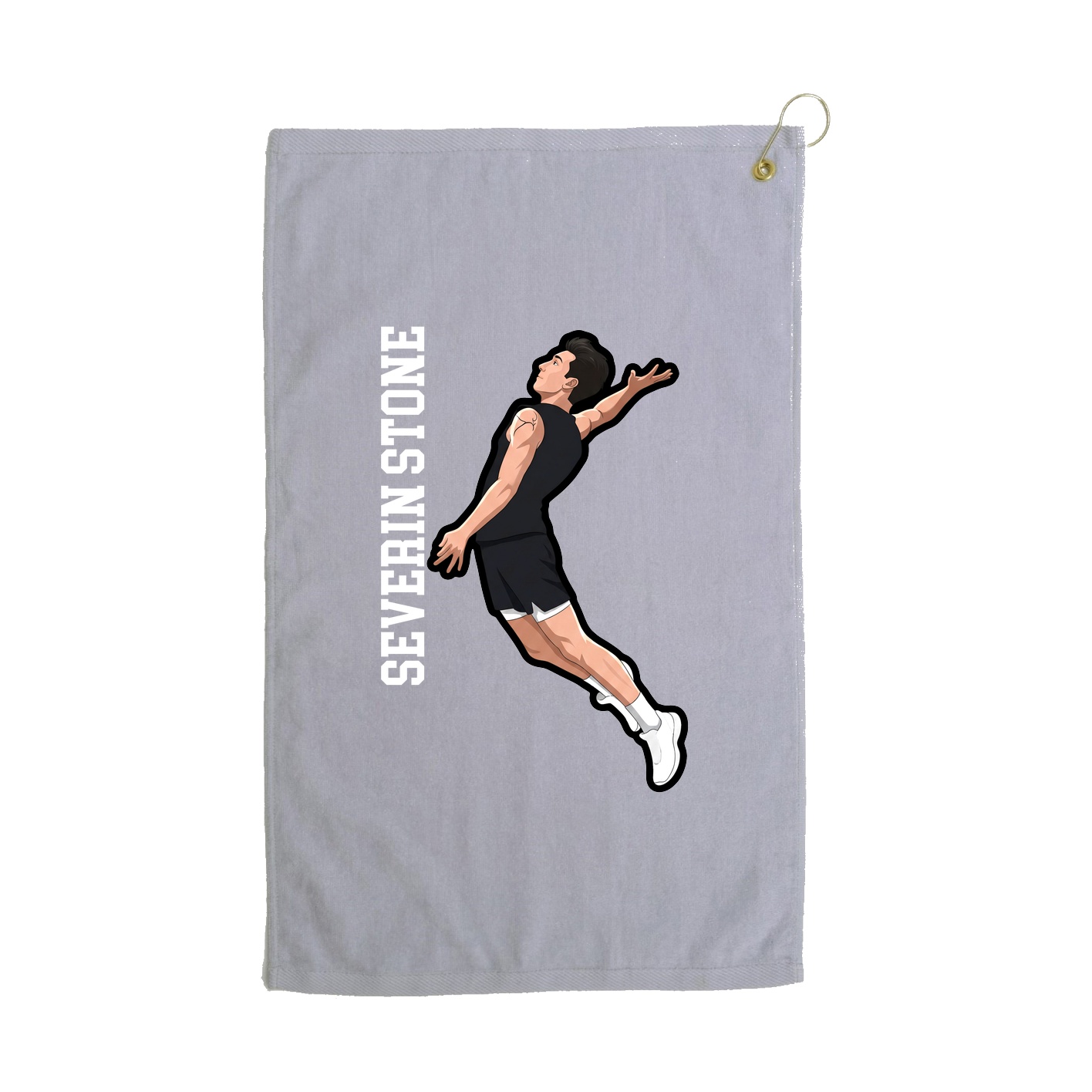 Golf Towel — Name Vertical in Grey