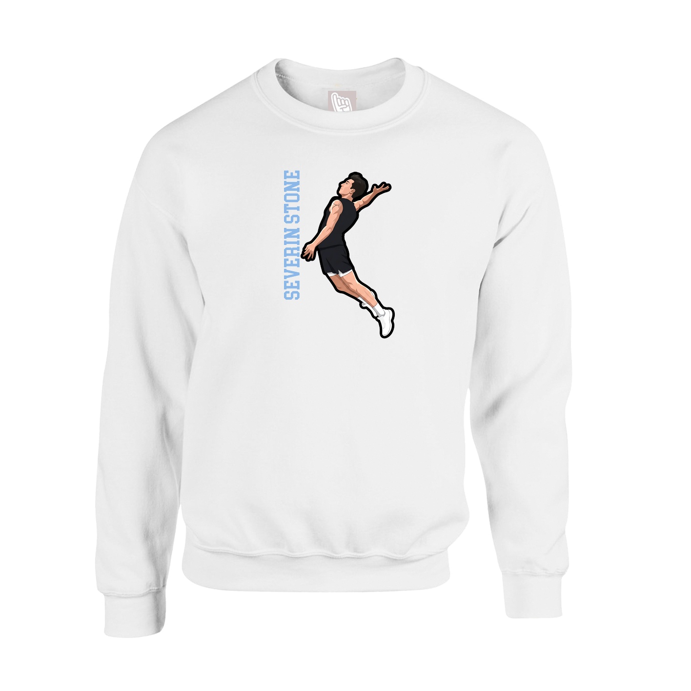 Fleece Crew — Name Vertical in White