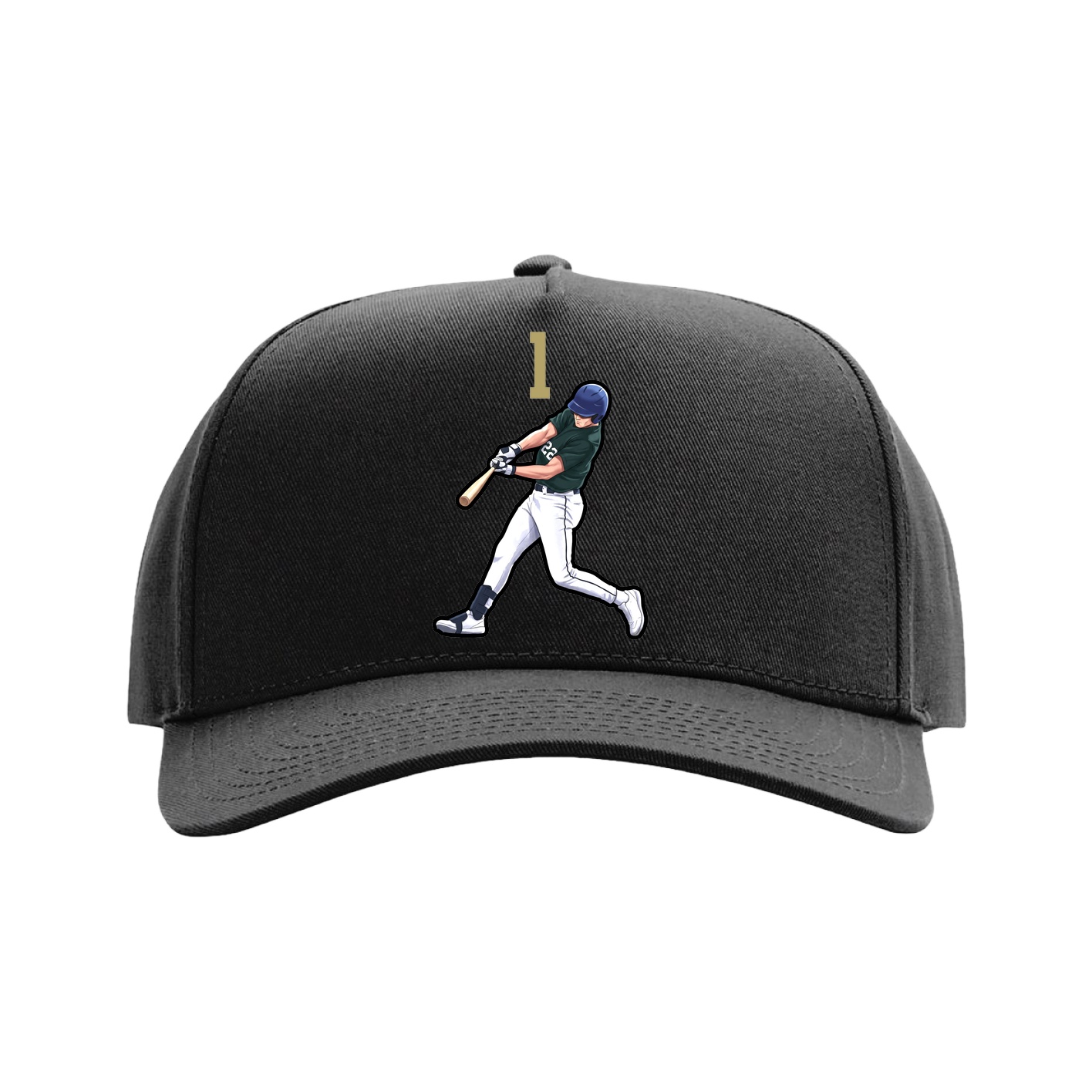 Full Fabric Five-Panel Champ Cap — Number Top in Black