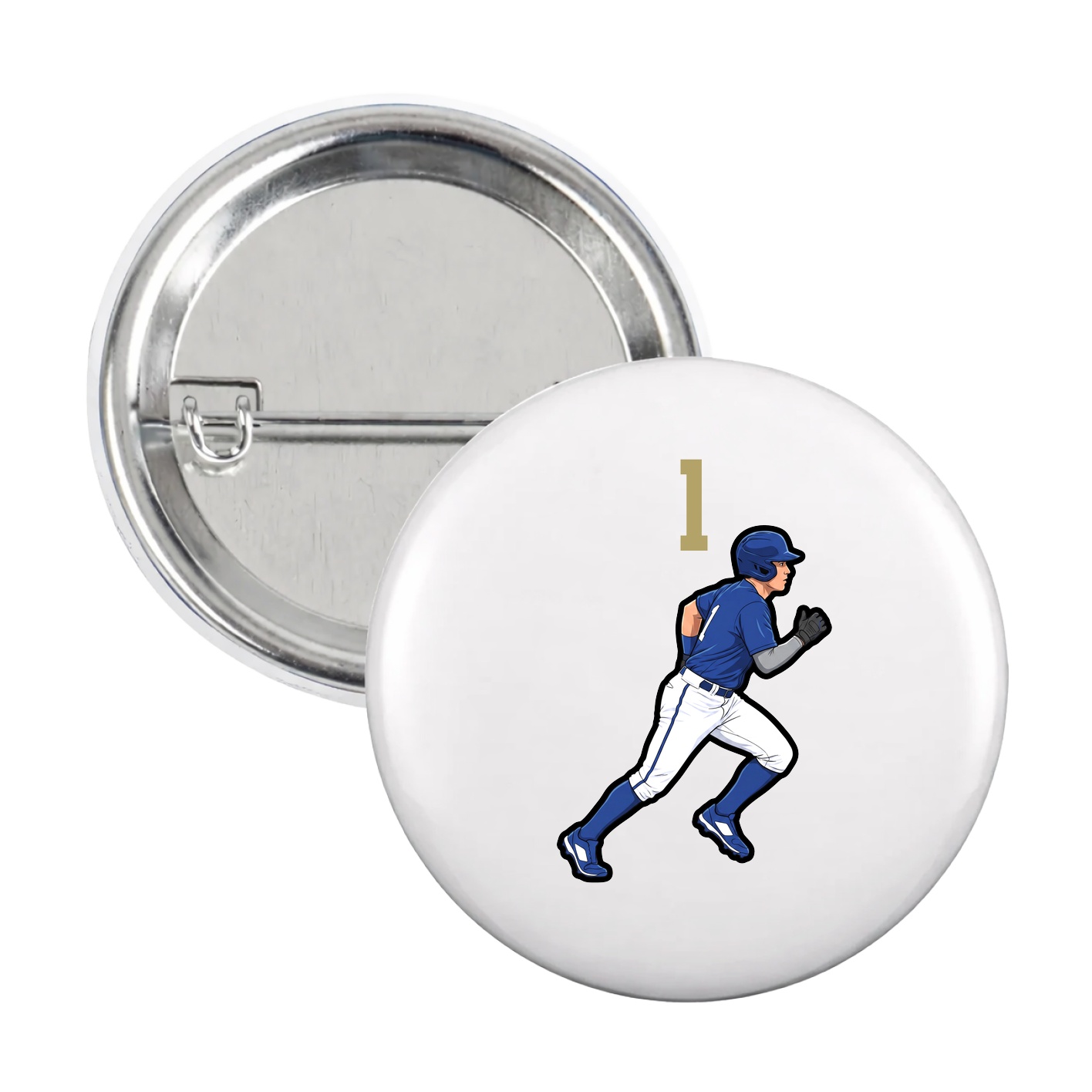 Game Day Button — Number Top in White