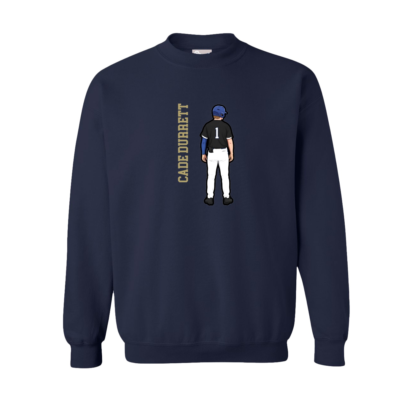 Fleece Crew — Name Vertical in Navy