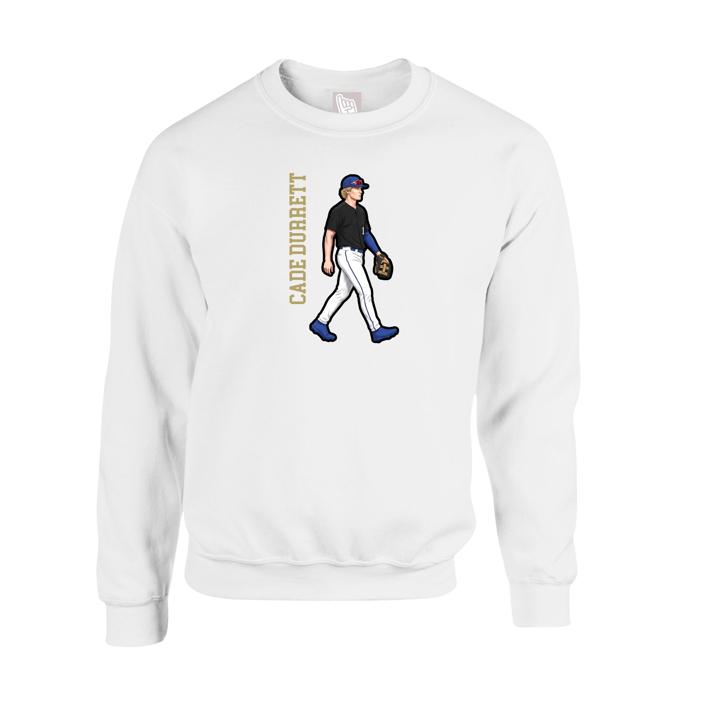 Fleece Crew — Name Vertical in White
