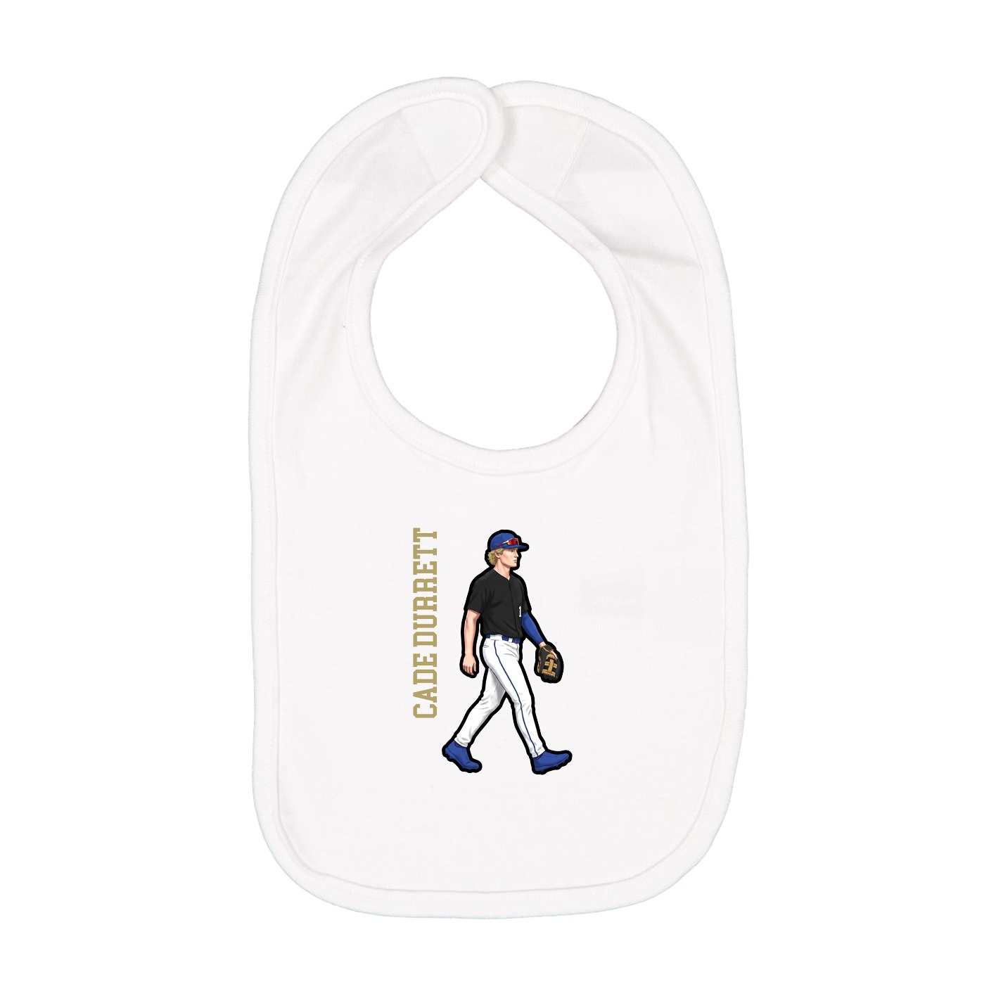 Infant Bib — Name Vertical in White