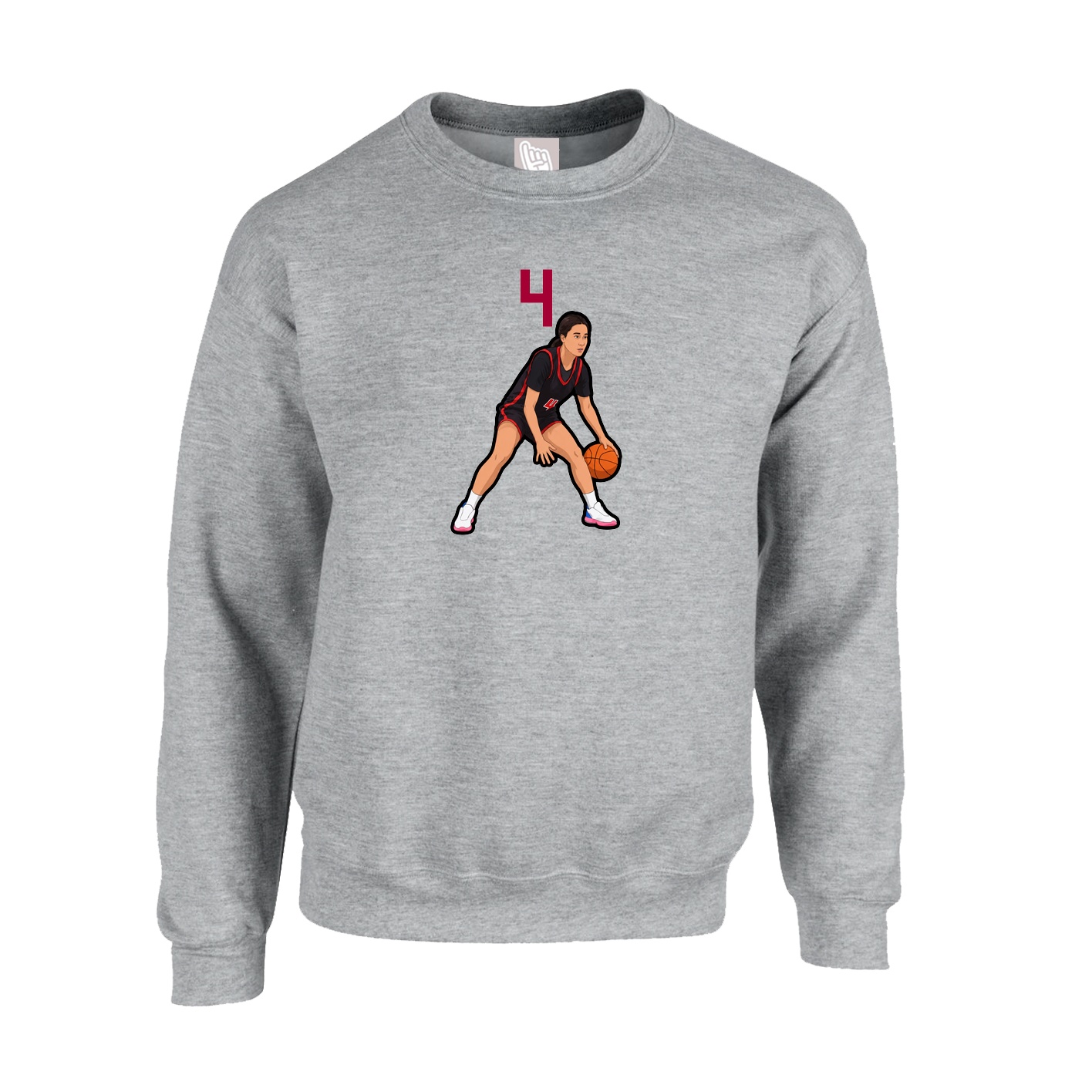 Fleece Crew — Number Top in Grey