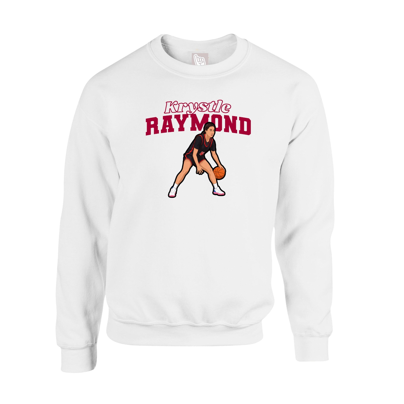 Fleece Crew — Name Arch in White