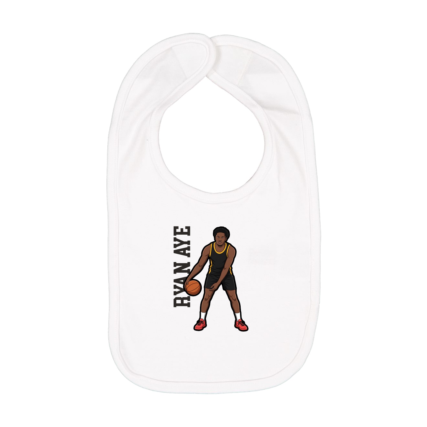 Infant Bib — Name Vertical in White
