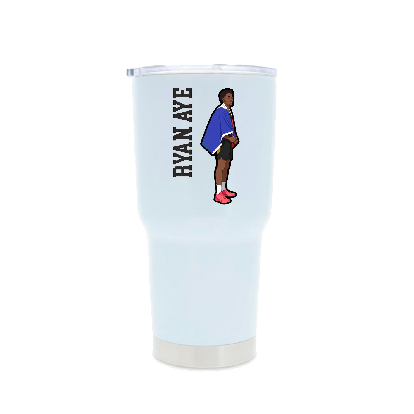 30oz Stainless Steel Tumbler — Name Vertical in White
