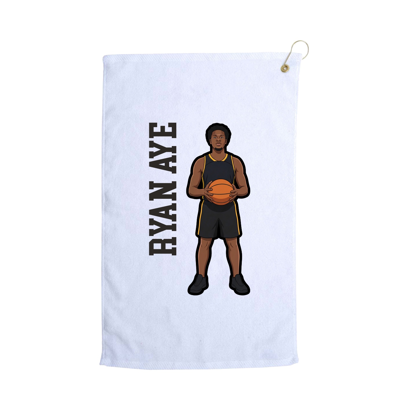 Golf Towel — Name Vertical in White