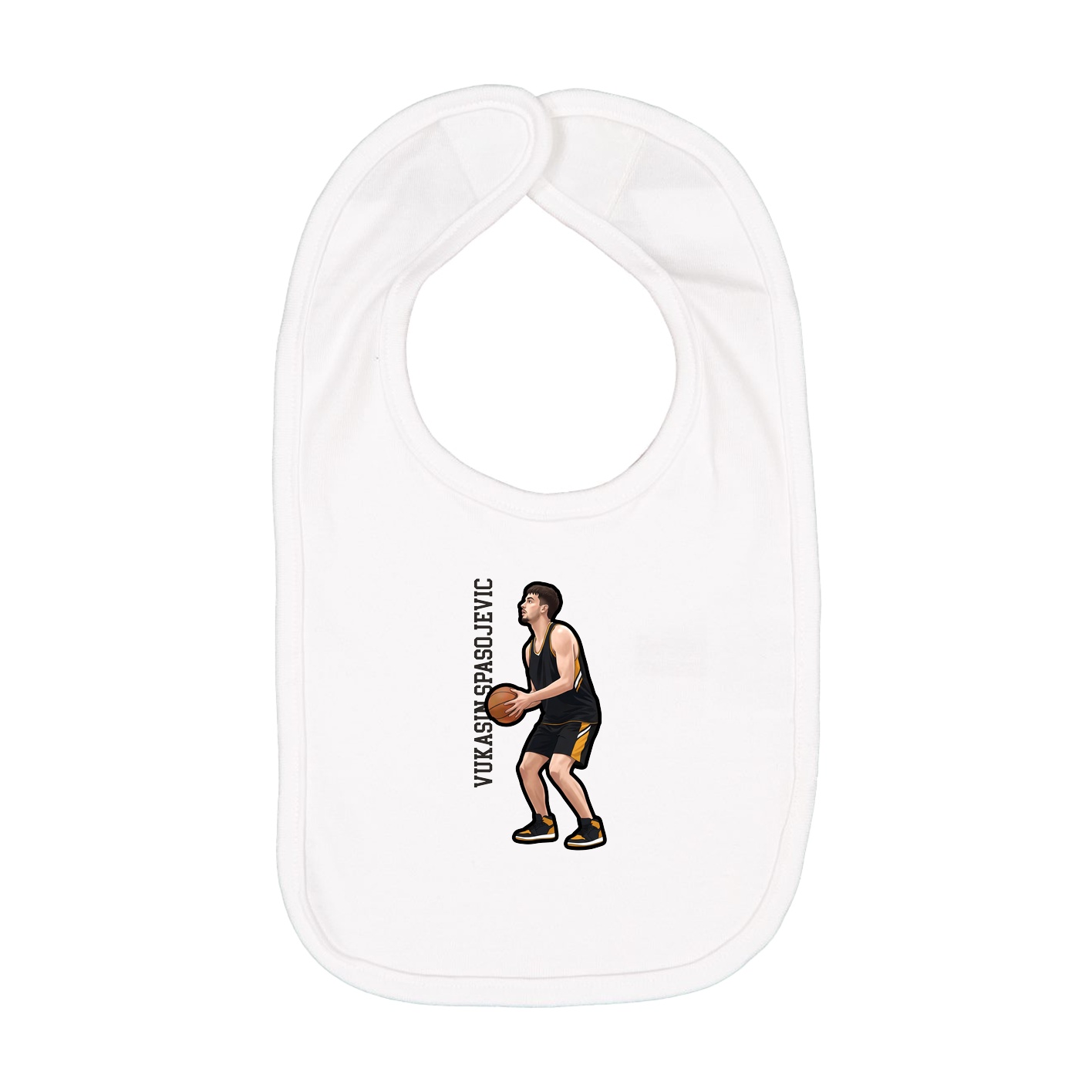 Infant Bib — Name Vertical in White