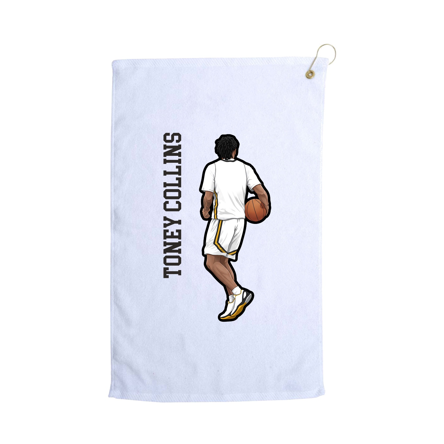 Golf Towel — Name Vertical in White