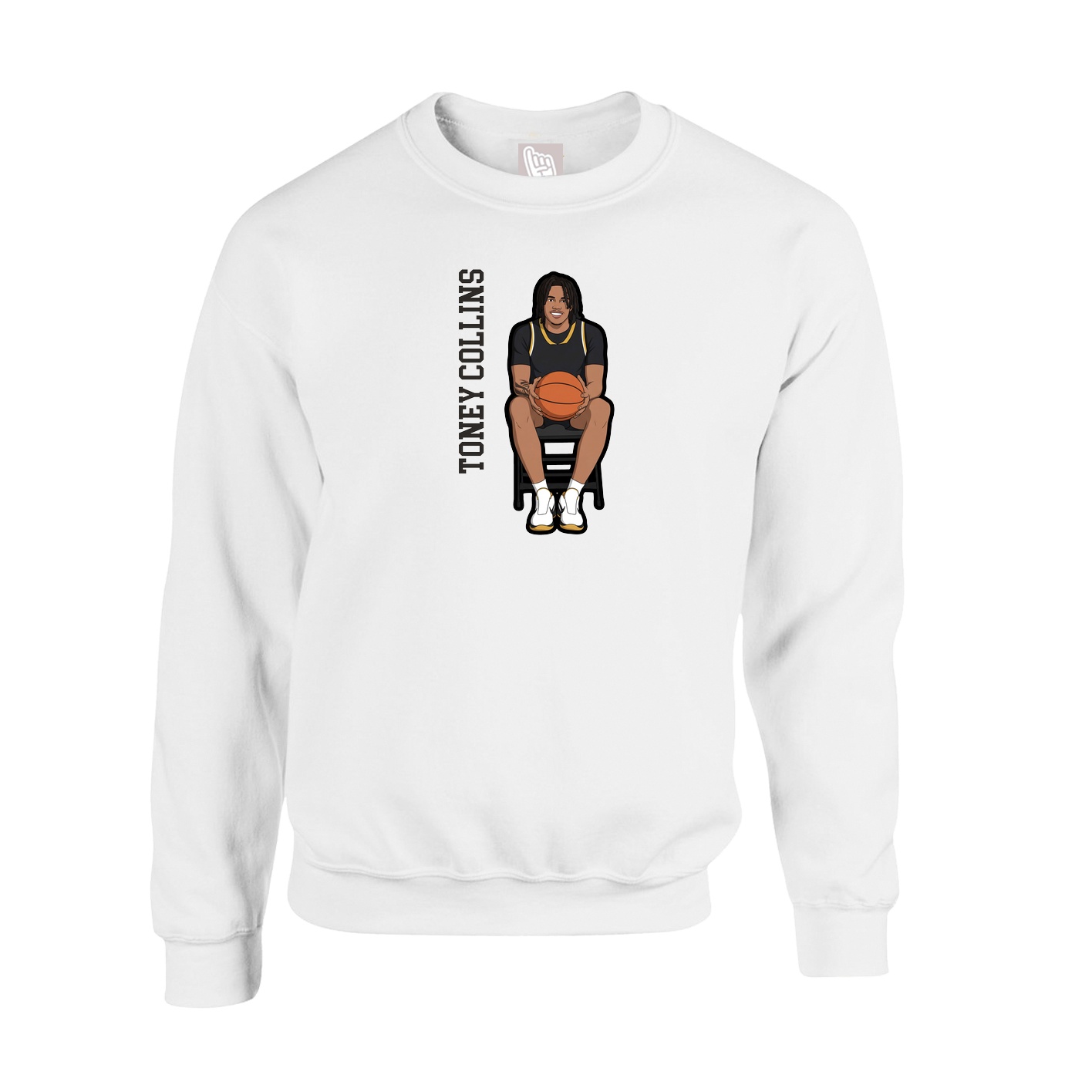Fleece Crew — Name Vertical in White