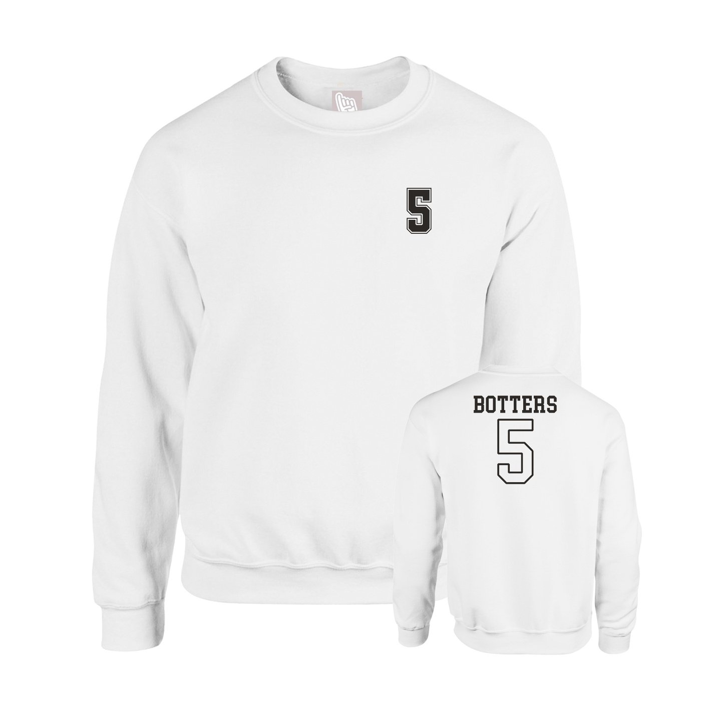 Fleece Crew — Chest Back in White