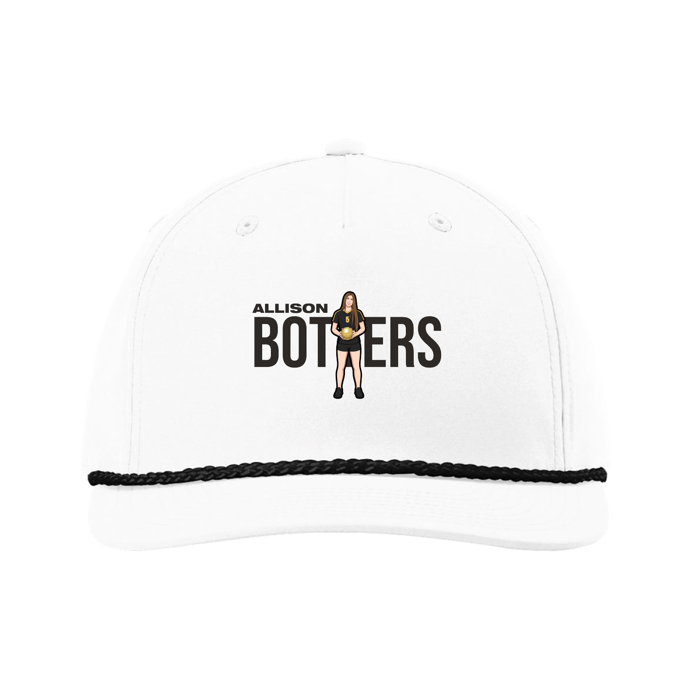 Five-Panel Classic Rope Cap — Player Name in White