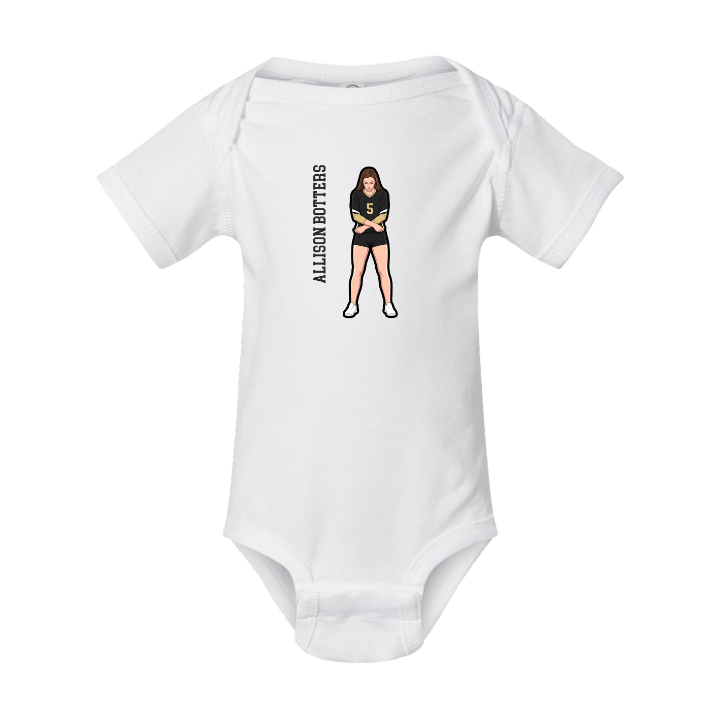 Baby Onesie — Name Vertical in White