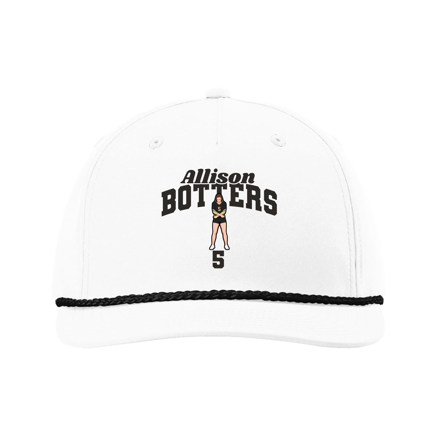Five-Panel Classic Rope Cap — Signature Arch in White