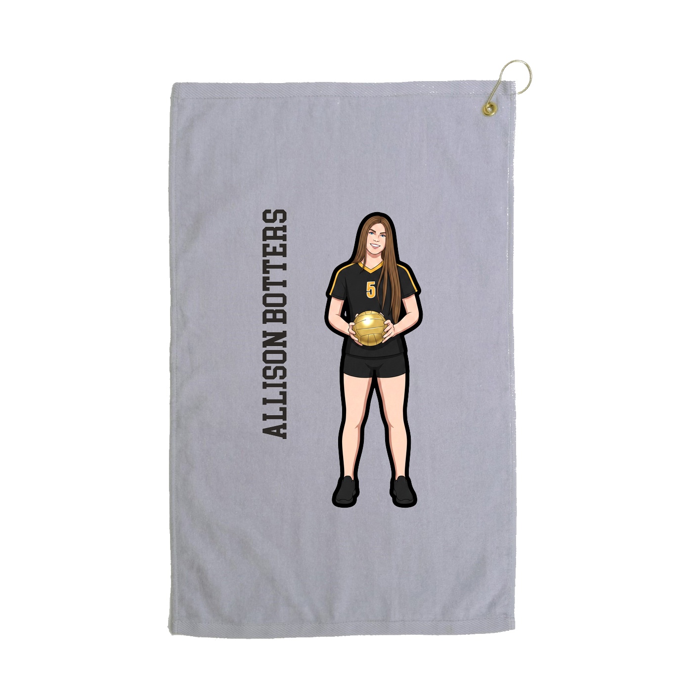 Golf Towel — Name Vertical in Grey