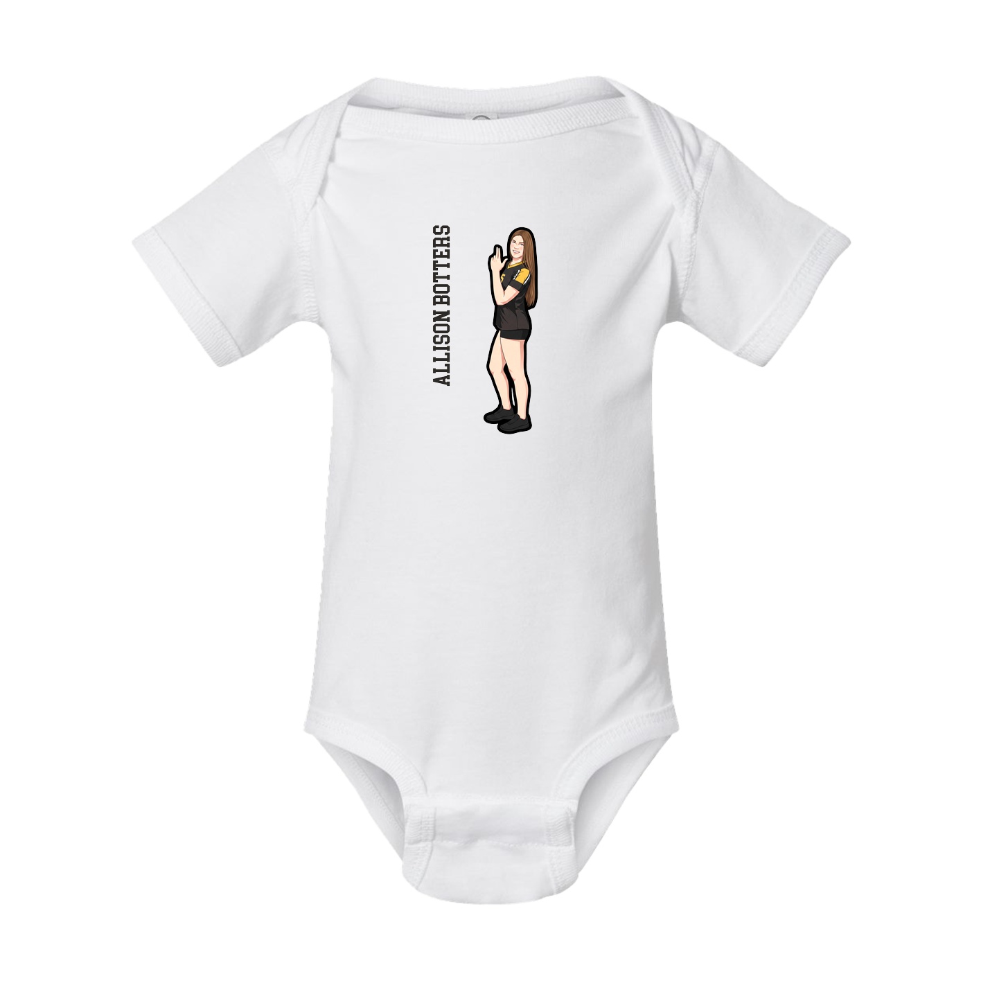 Baby Onesie — Name Vertical in White