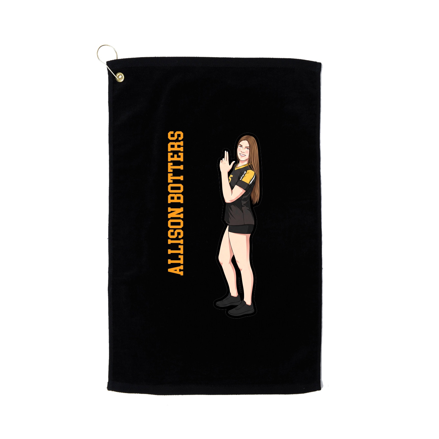 Golf Towel — Name Vertical in Black